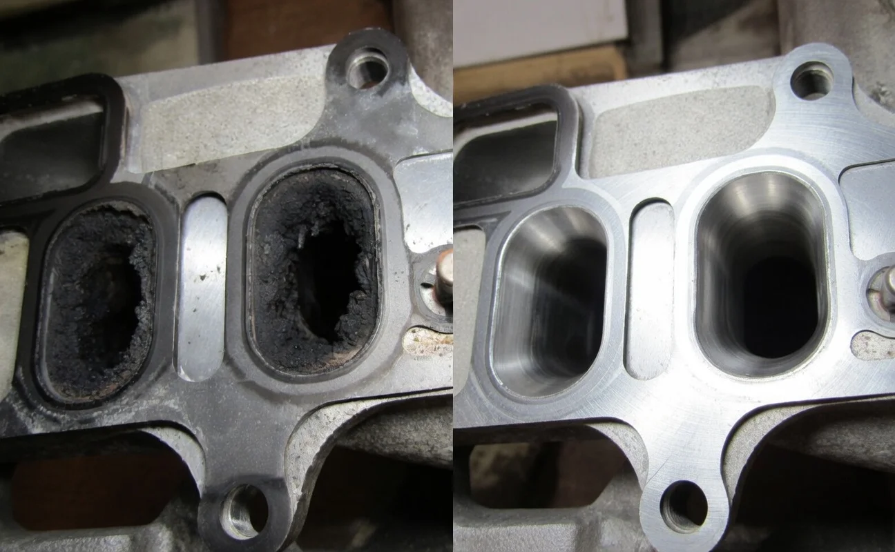 Saubere Ansaugbrücke nach Walnussstrahlen